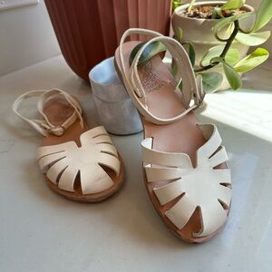 Ancient Greek Cream Leather Sandals